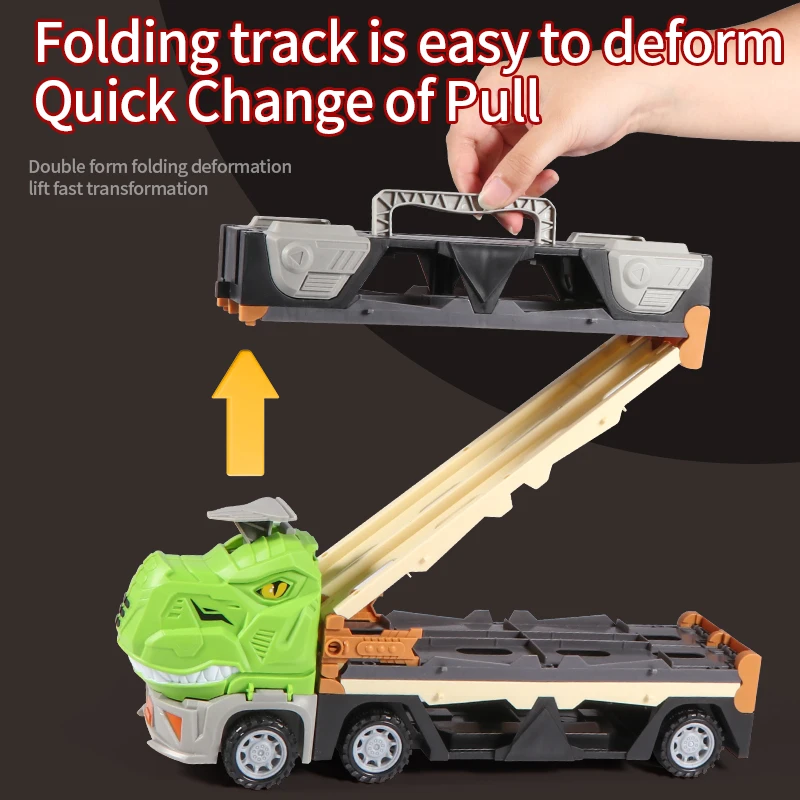 Dinosaur Deformation Ejection Car Toy Storage Truck Children\'s Oversized Alloy Dinosaur Folding Deformation Halloween New Year