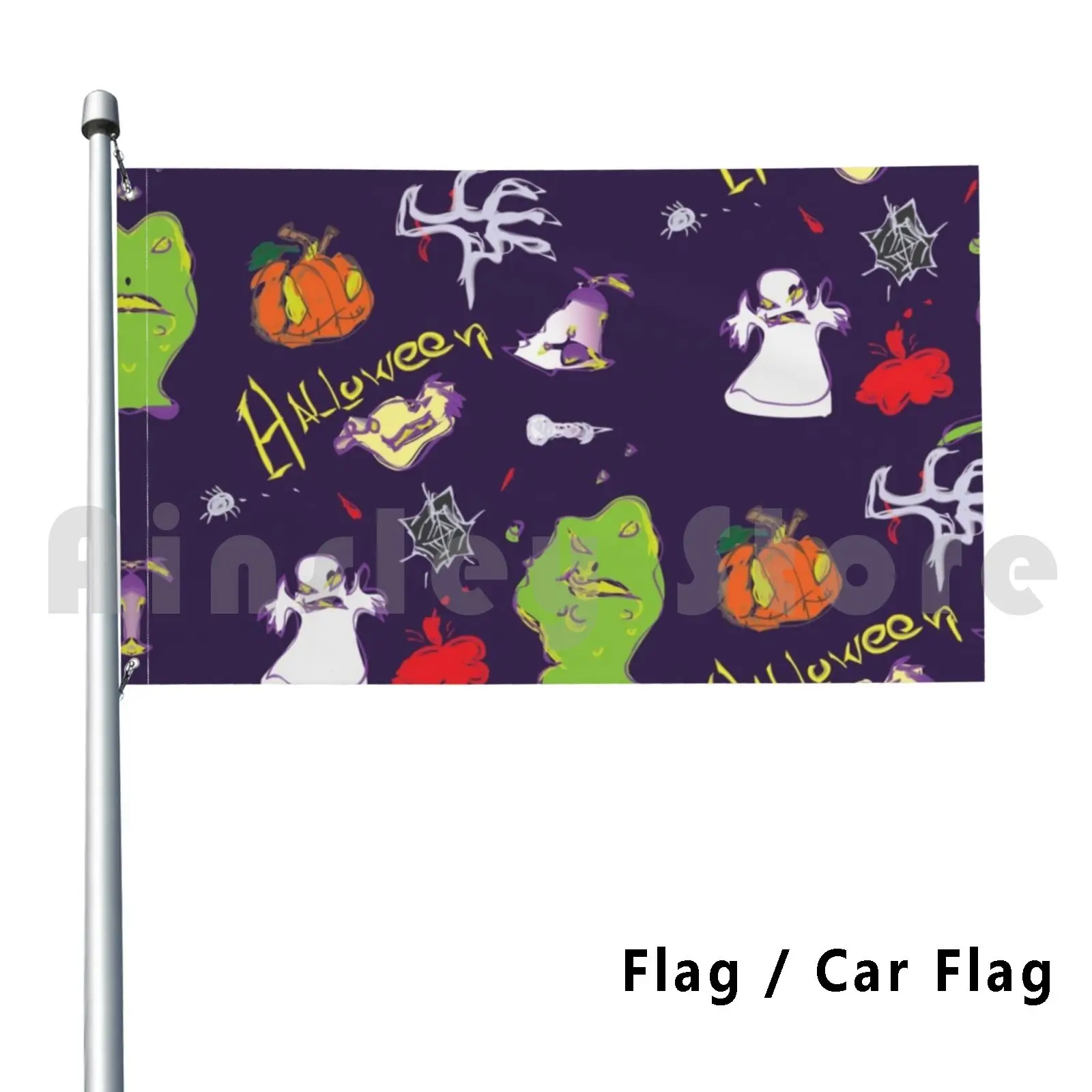 Flag Car Flag Hallo Weeeeeen ! Hat Halloween Hallowin Scary Movie 1 2 3 Tricks Cake Bake