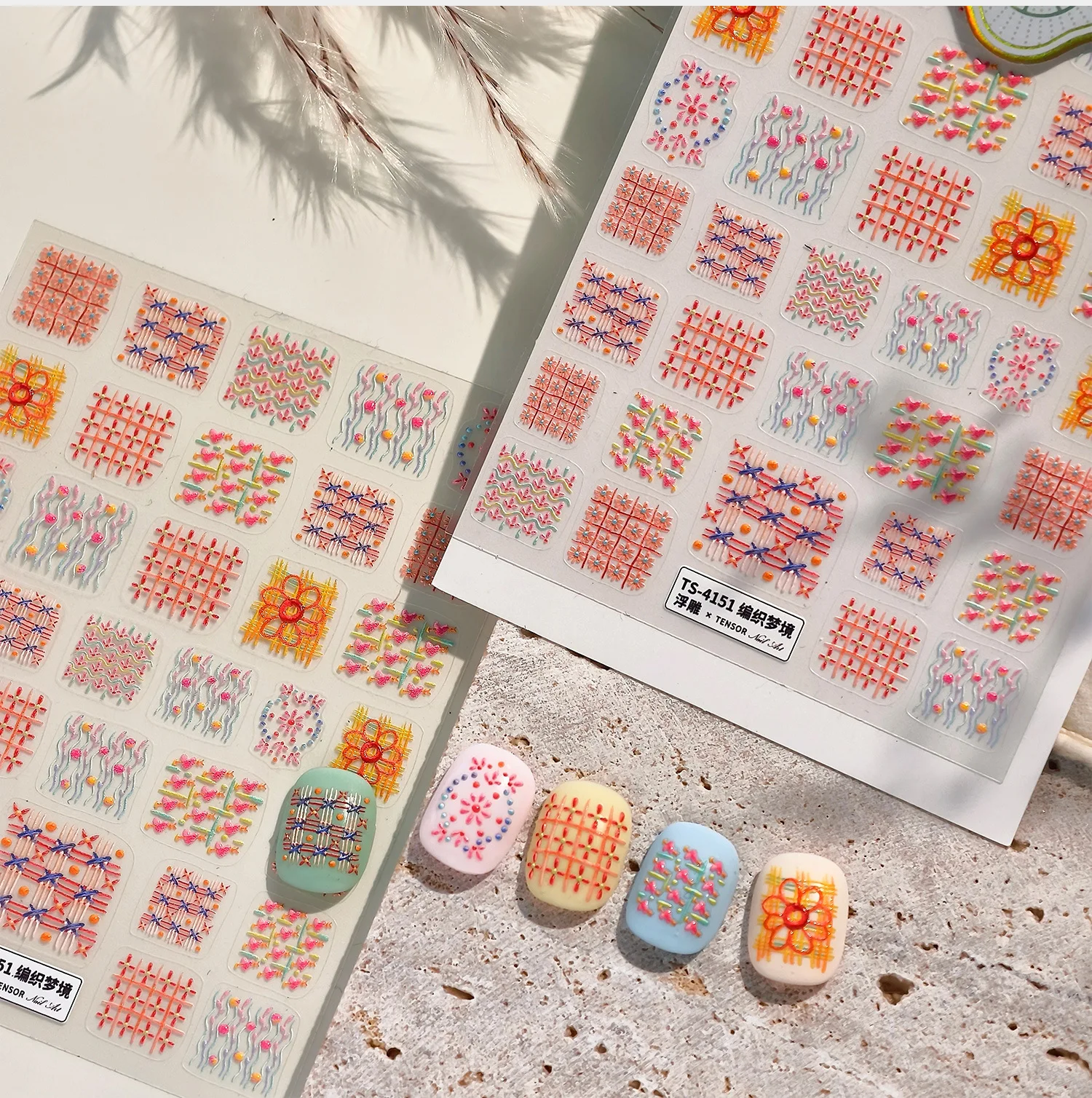 Retro Griglia Fiore Amore Cuore Punto Linea ondulata Gattino Striscia Pomodoro Pera Fragola Mela Goffratura Nail Art Sticker Decalcomania per manicure