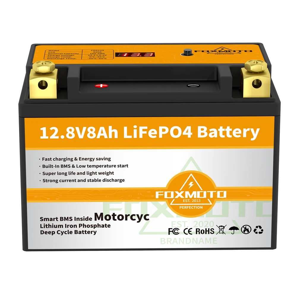 FOX12S 12.8V 102.4Wh CCA 520A BMS Motorcycle Start Battery 12.8V Lithium iron Phosphate Scooter LiFePO4 Batteries YTX12S