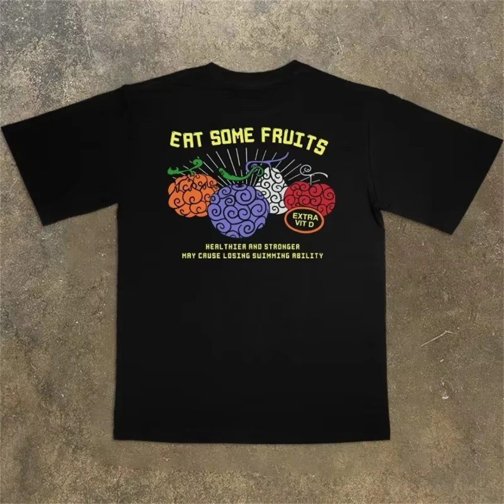 2025 Devil Fruit One Piece Monkey Luffy Sun God Nika Gear 5. ° engranaje Anime japonés algodón cuello redondo manga corta hombre camiseta