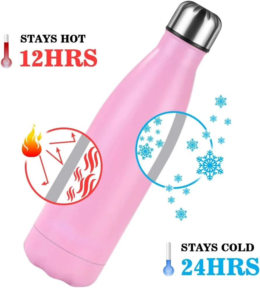 ZOUNICH 500ml Double-Wall Insulated Vacuum Flask 304 Stainless Steel Water Bottle Blue Ocean Thermoses