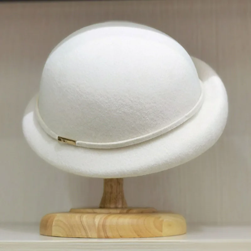 100% wełniane czapki dla kobiet francuski styl Beret kapelusz ciepła zimowa czapka typu Beanie damski impreza wyścig sukienka kapelusz do kościoła fascynator Vintage kapelusz — zdjęcie 6