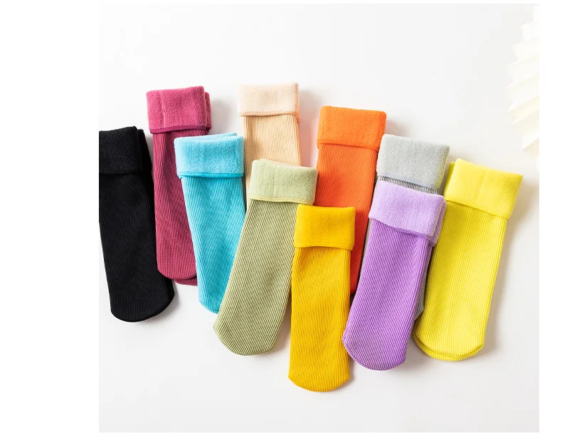 Winter Süßigkeiten Farben Mädchen Kinder Baumwolle vertikale Streifen lange Socken kälte beständig halten warm verdicken Baby Kind Jungen Schnees trümpfe – Detail 12