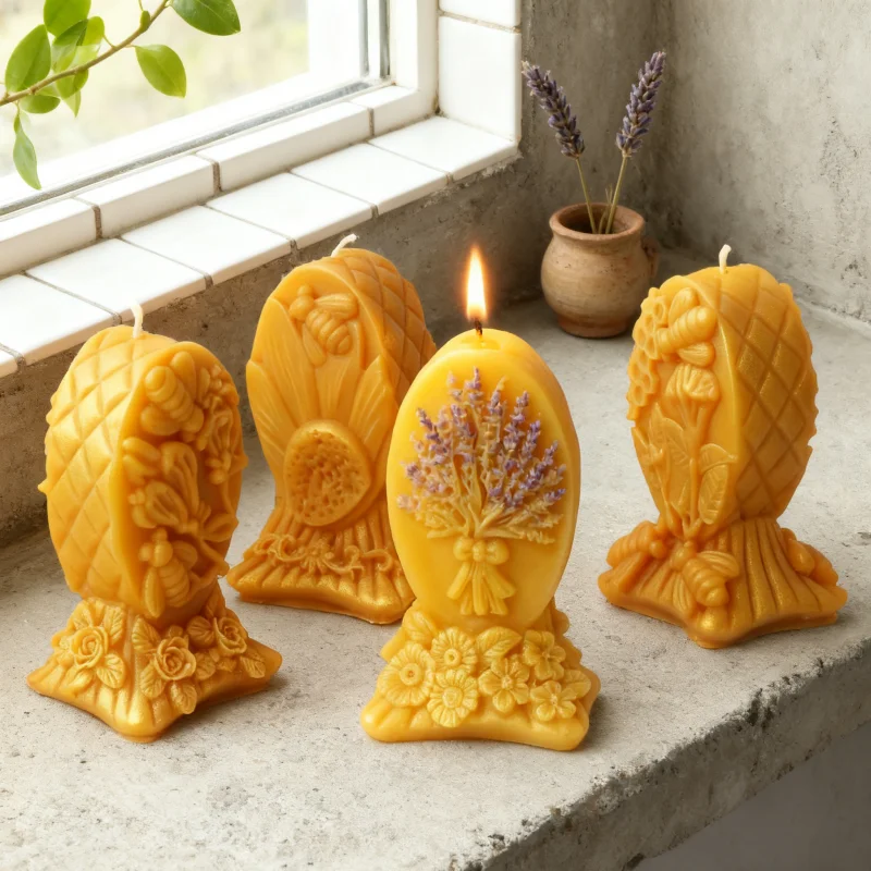 3D geprägte Biene & Blume/Wabenmuster Silikon Kerzenformen DIY Relief Lavendel Blume Plattform Harz Gips Aromath Form