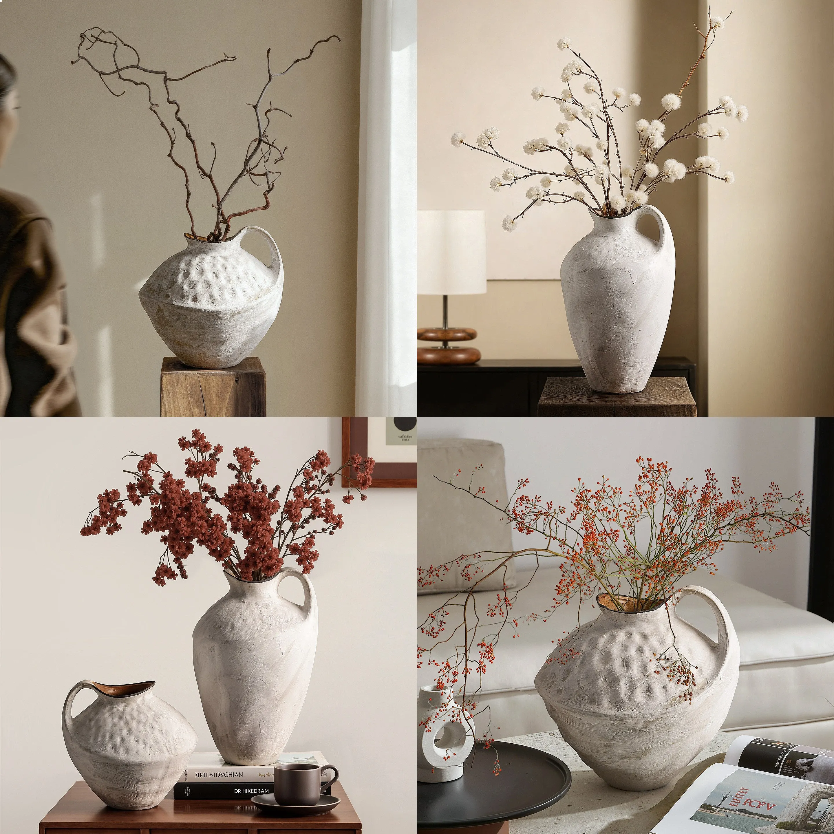 Wabi-Sabi Ceramic Vase Rustic Art Flower Vase for Living Room Entrance Farmhouse Home Decor  Ceramic Vase