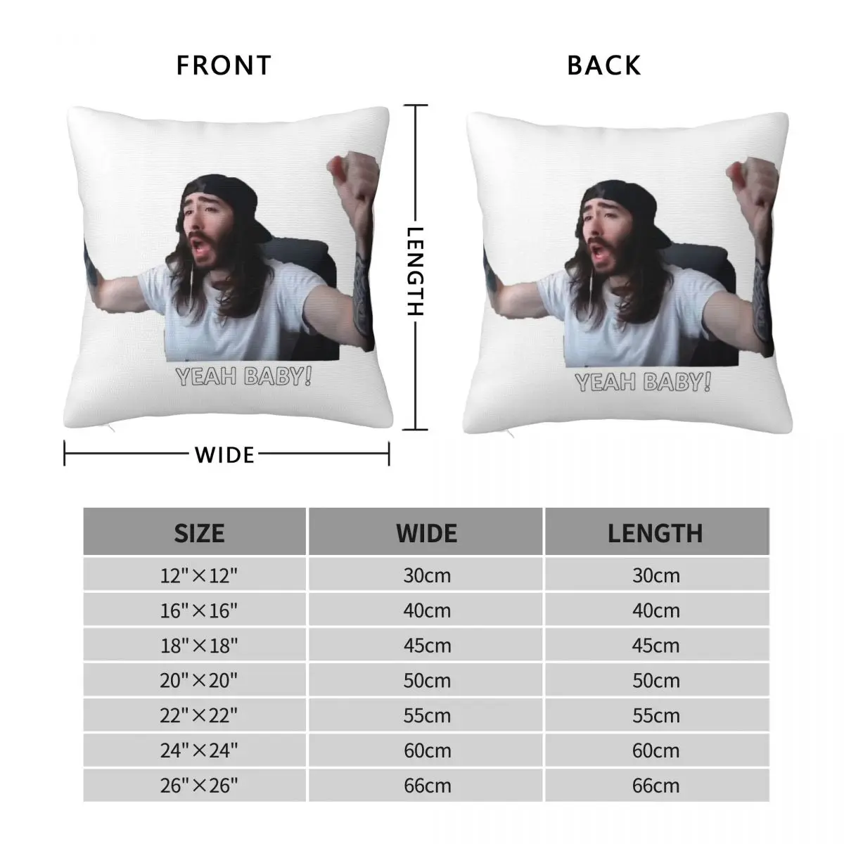 Cr1tikal Woo Yeah Baby Square Pillowcase Polyester Linen Velvet Creative Zip Decor Pillow Case Car Cushion Case 18