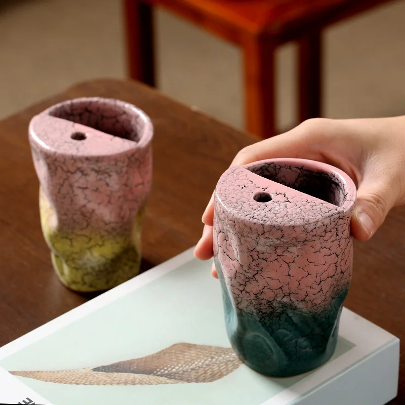 Kiln Fired Mug  Style Retro Coarse Pottery Coffee Couple s Ceramic Tea Master s Cup Straw Cup