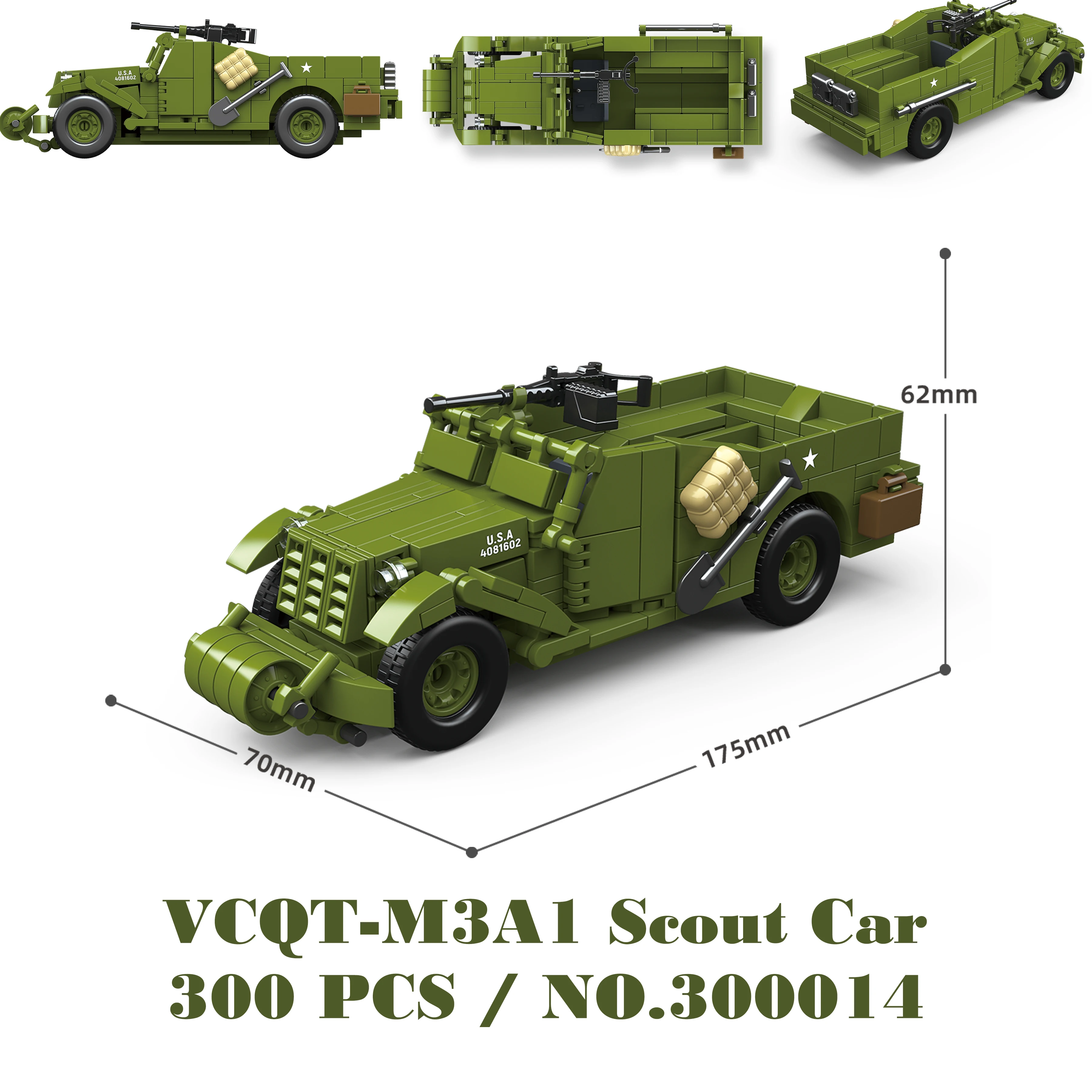 Militärpanzer Stuart SdKfz251 Panzer VI Sherman US Army Quan Guan WW2 Soldatenfigur Modellbausatz Bausteine Kinder Spielzeug – Detail 6