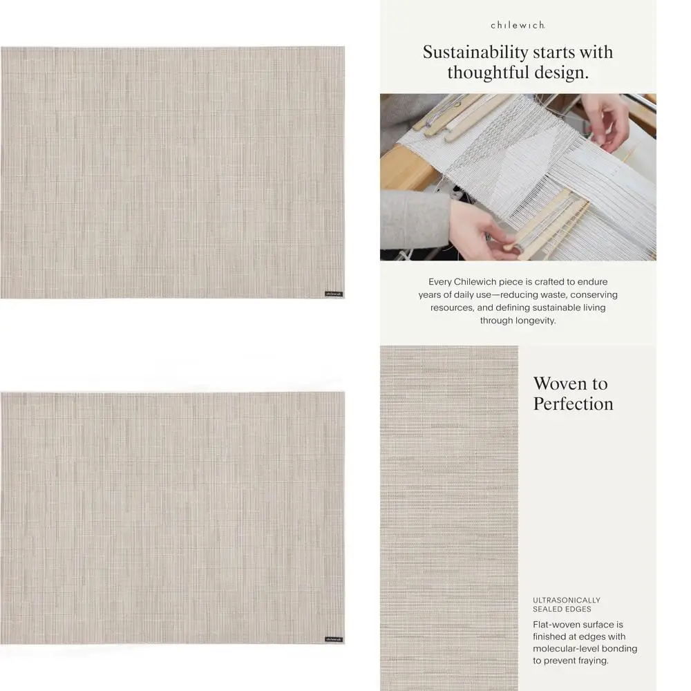 

Set of 4 Woven Bamboo Placemats - Reusable, Stain-Resistant for Indoor/Outdoor Use - 19 x 14
