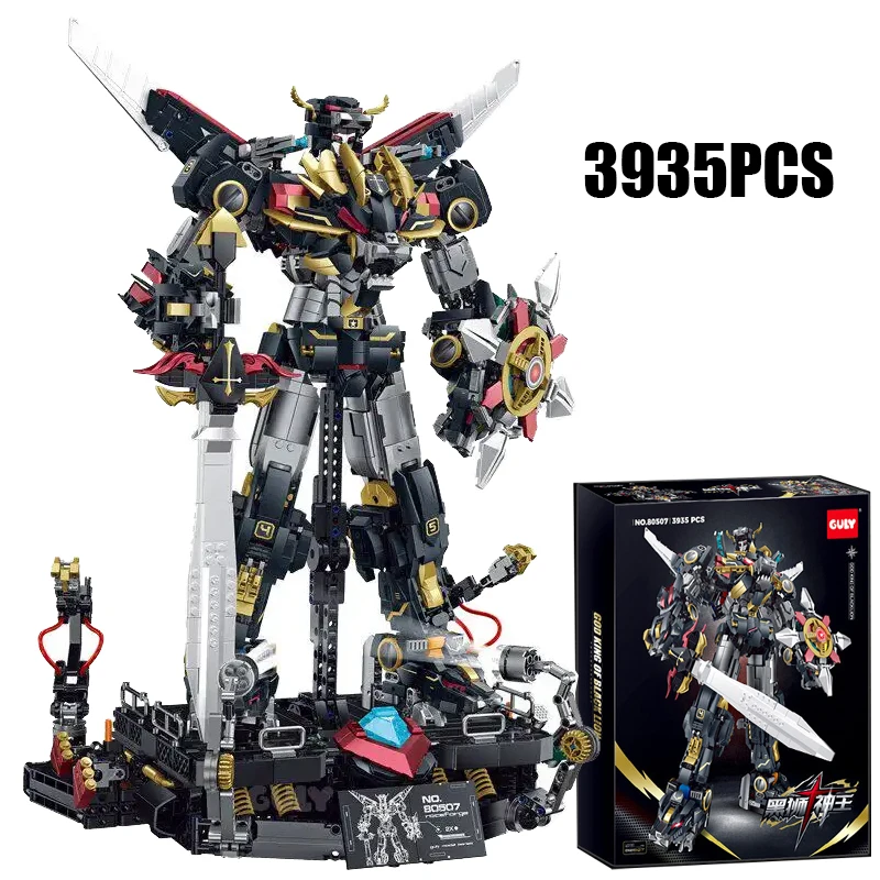 3935PCS 3In1 Technical Beast God Black Lion King Mecha Model Building Blocks With LED Light Construction Bricks Toy Gift