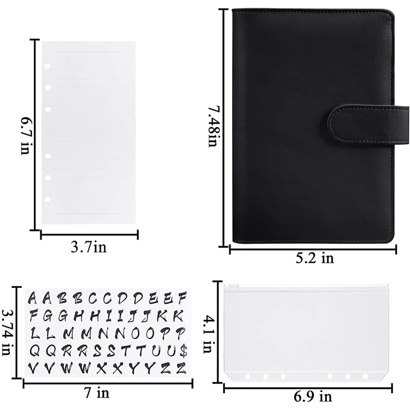 A6 Binder Cover 6-Ring Budget Planner With A6 Binder Pockets Refill Paper Letter Stickers For Money Saving Organizer