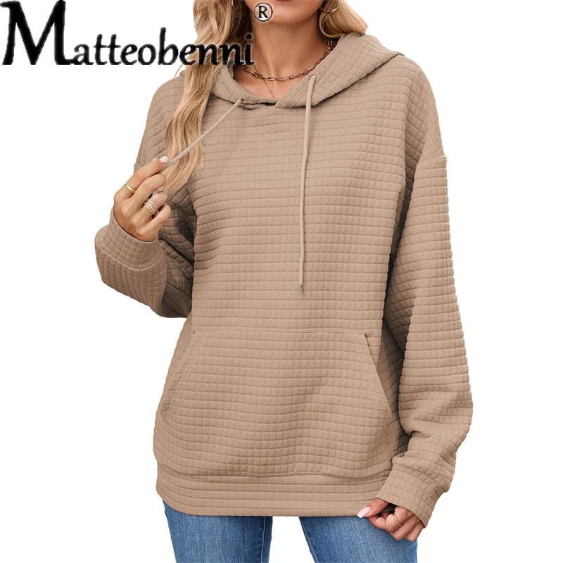 2025年秋 ゴシックスタイル カジュアル 無地 フード付き ポケット付き ルーズ 長袖 スウェットシャツ レディース ファッション スポーツ パーカー Y2K スウェットシャツ