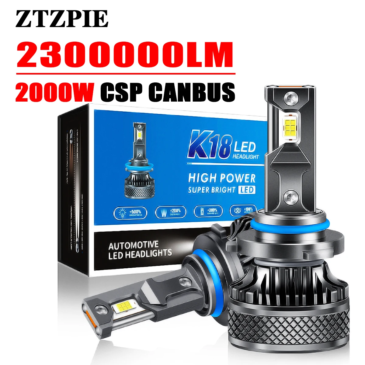 

ZTZPIE HB3 HB4 9005 9006 H1 H7 H4 H11 Bulb EMC Canbus Led Lamp 6pcs CSP 3570 Car Headlight Light 2000W 2300000LM 6000K 2bulbs