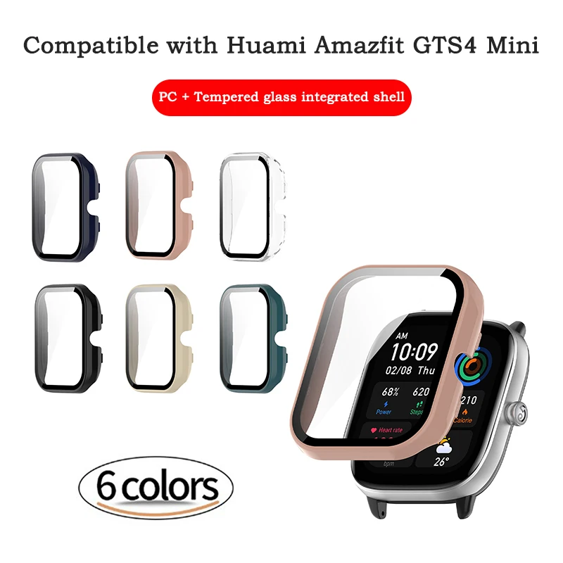 Silicone Case+Tempered Glass For Amazfit GTS 4 Mini GTS3 GTS 2Mini Smartwatch Full Coverage Screen Bumper Frame Protector Cover