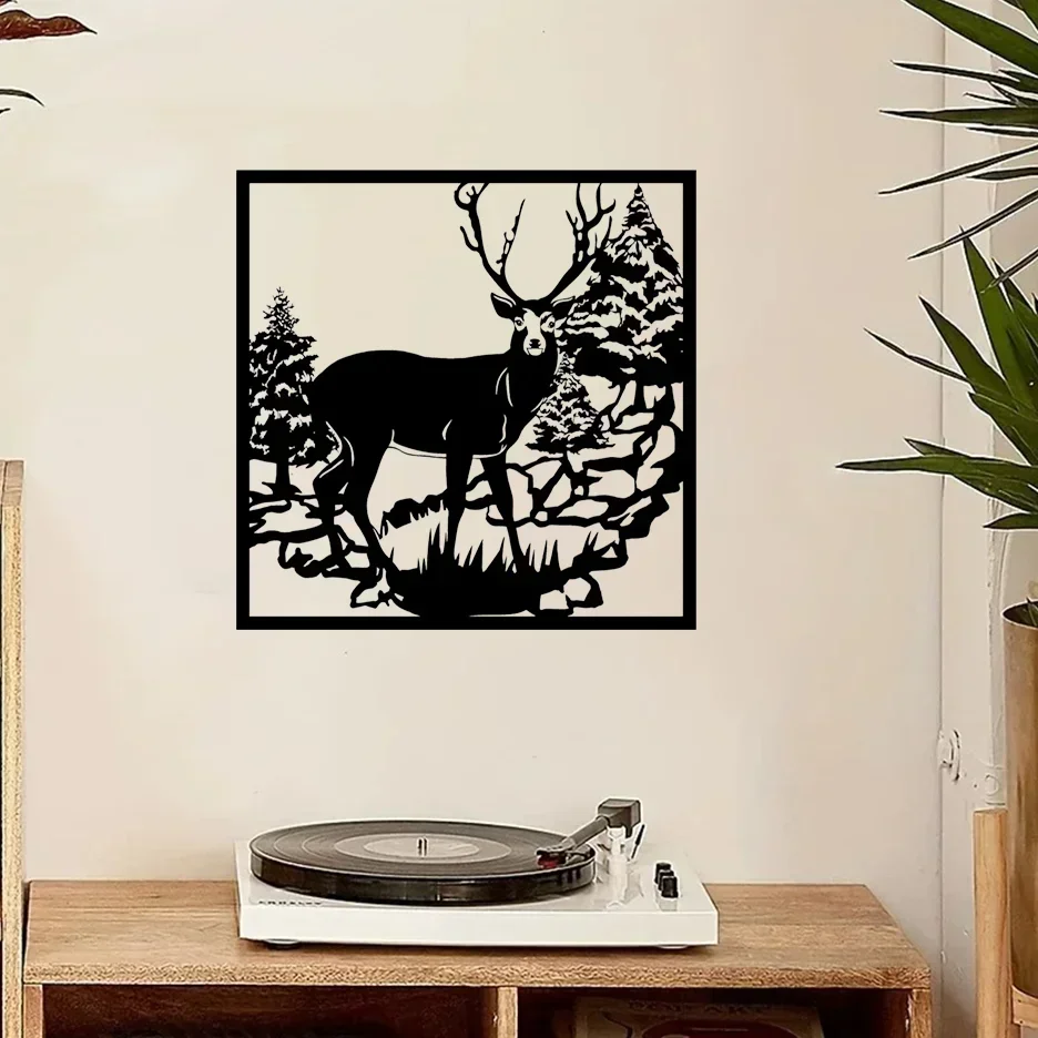 Unique Splendid Exquisite Metal Wall Decor – Deer in the Forest. A Distinctive Hanging Animal Metal Artpiece