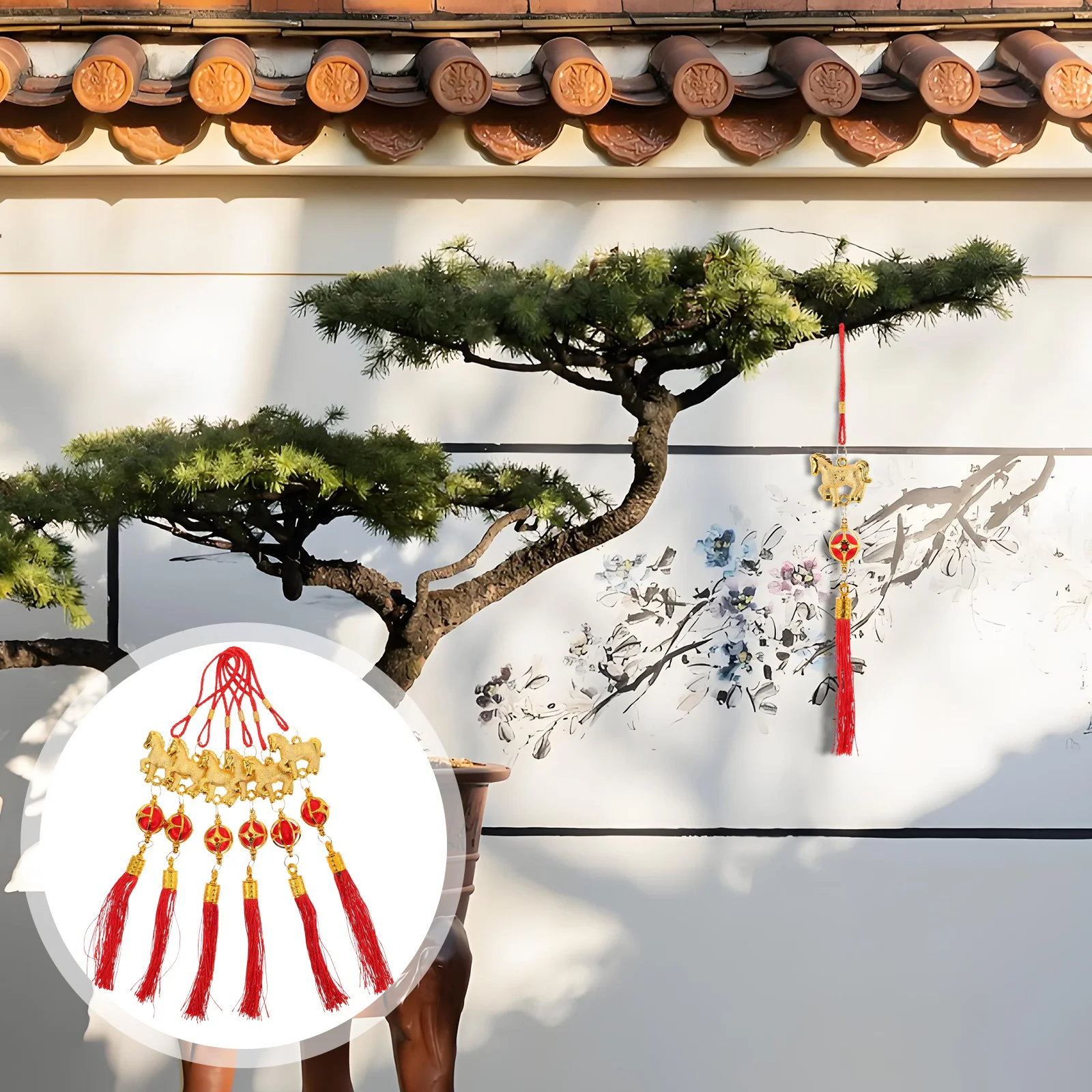 

1Set Festival Decoration Pendant Chinese Style Horse Design Traditional Knot Craft for New Year Wall Hanging Decor Indoor