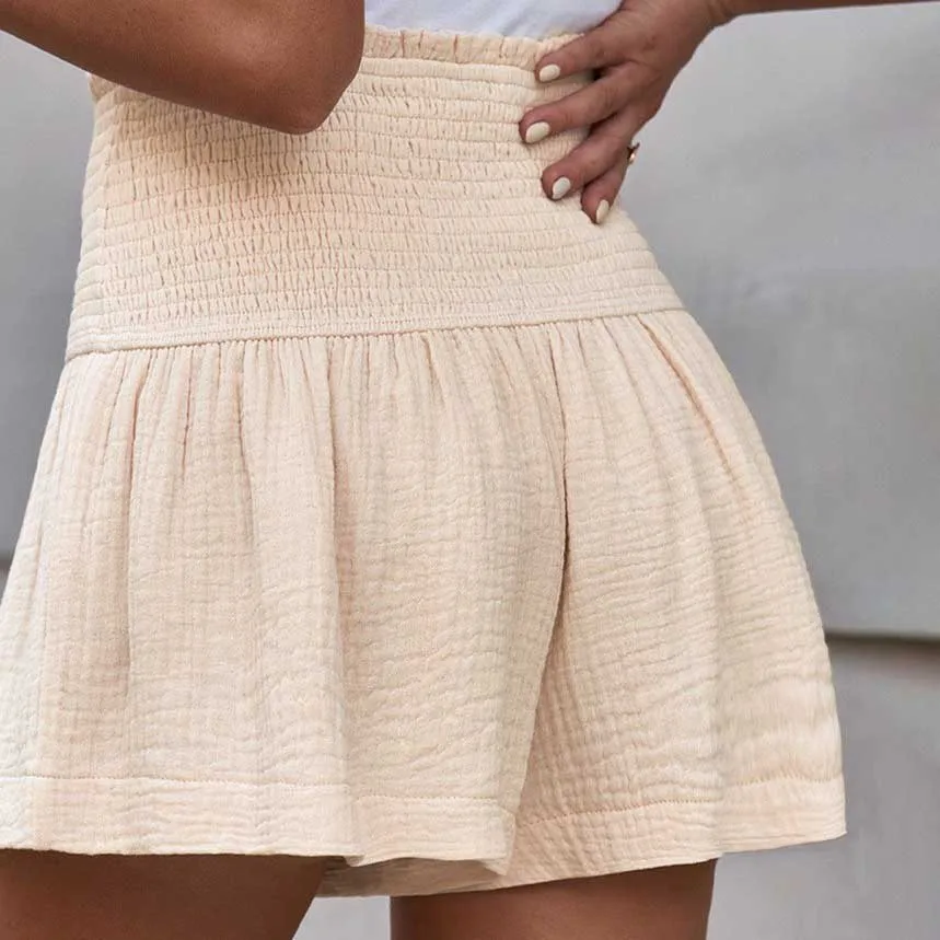 Women's Three Quarter Shorts Featuring High Waist Fit and Linen Cotton Blend Fabric for Warm Climate Activities
