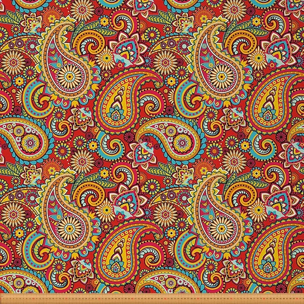 

Paisley Fabric By The Yard, Colorful Boho Paisley Floral Upholstery Fabric For Chairs Sofa Couch, Bohemian Exotic Outdoor