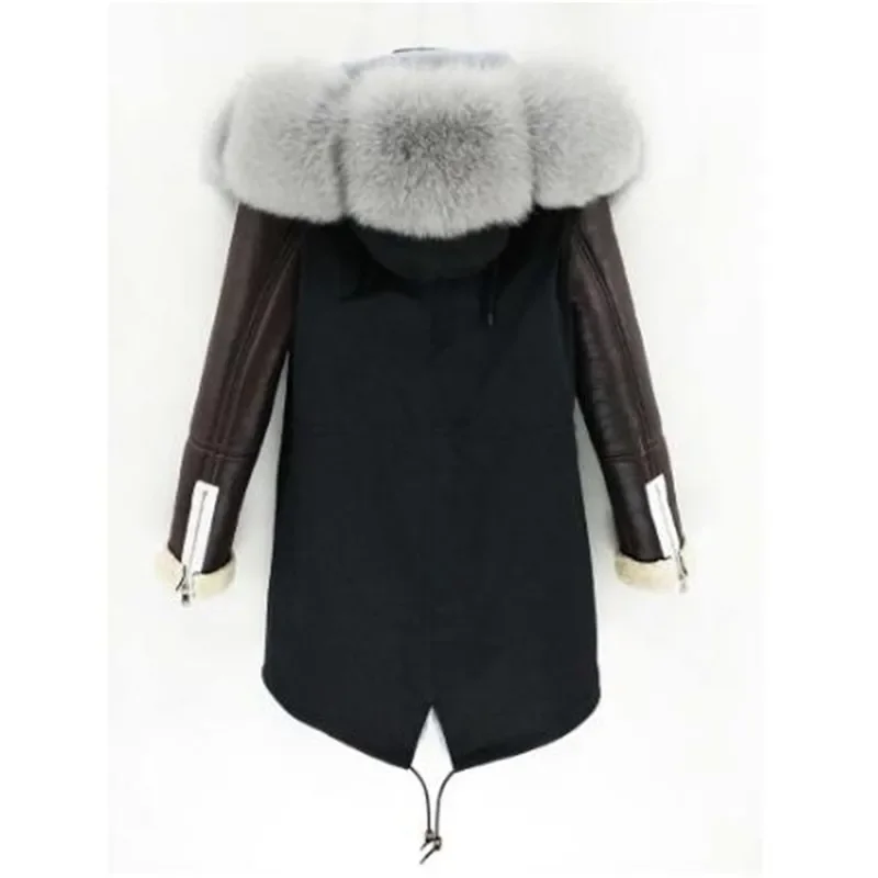 new style fashion Luxury Women Winter Jacket Natural Real fur Collar Hood faux fur lining Warm Outerwear Long