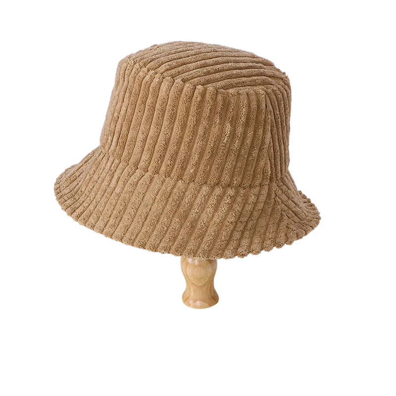 Bucket Hat for Women Youth Girl Men Winter Warm Fishing Caps Solid Color Corduroy Fabric Vintage Kpop Classic Caps