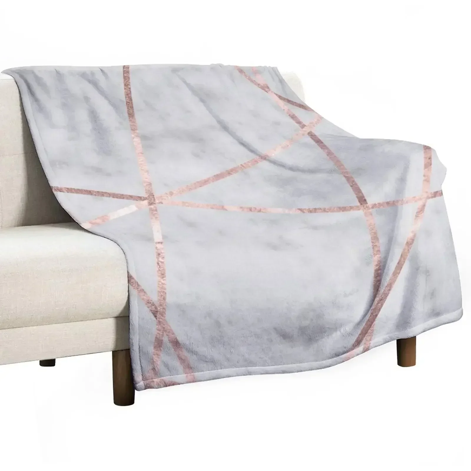 White Marble Rose Gold Geo Glam #2 #geo #decor #art Throw Blanket Decorative Beds Tourist Blankets