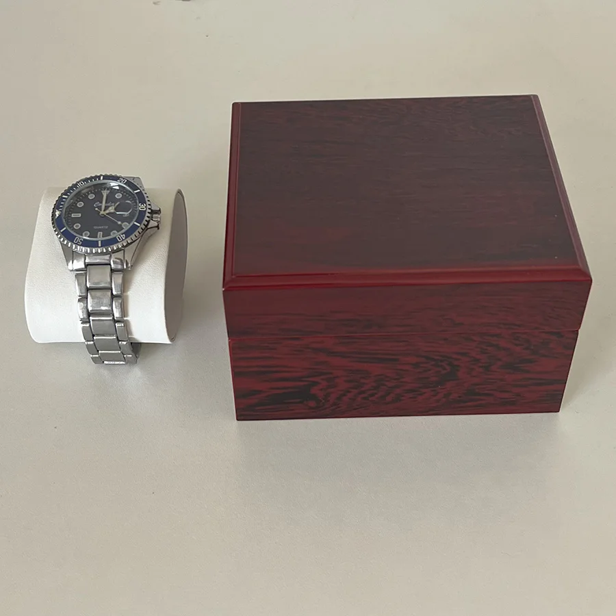 Premium 1 Grid Watch Storage box Wood material Red Paint Jewelry box A lighter Store the best gifts for Christmas