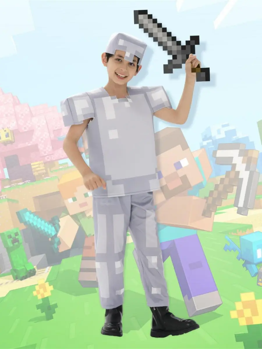 

Новый мир MC Хэллоуин Железная броня Детский костюм для косплея Сценический костюм Тематический мир войны