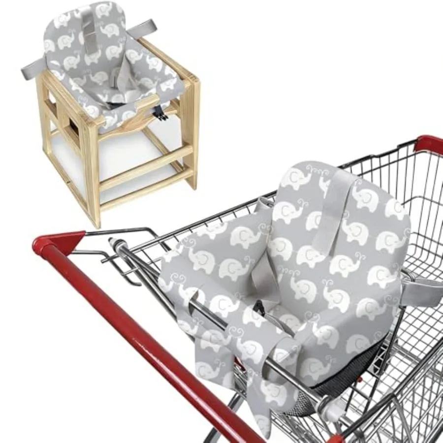 Padded Shopping Cart Cover for Baby and Toddler, High Chair Cover with Soft Thigh Guards, 2-in-1 Grocery Cart Seat Protector, P