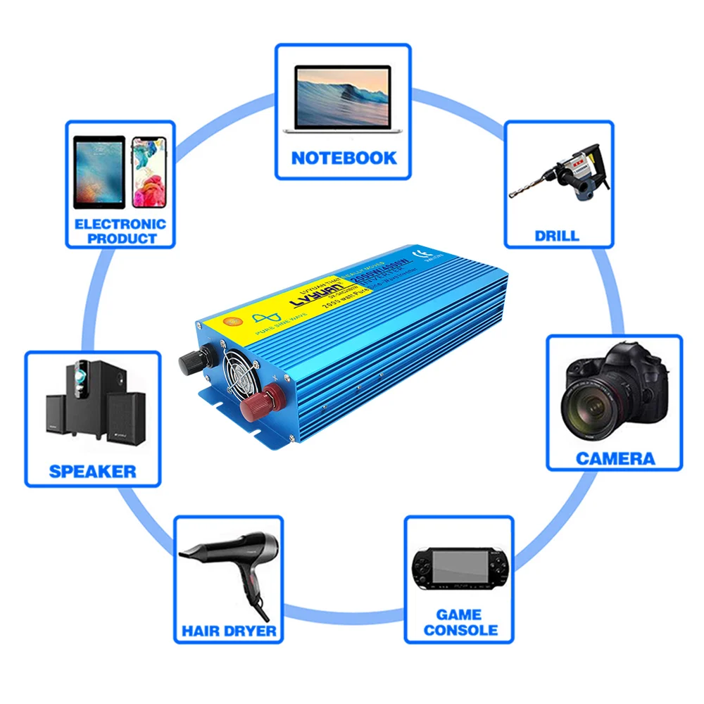 Inversor solar do carro da onda senoidal pura, poder converter, conversor do soquete dobro, DC 12V, 24V a 110V da CA, 2000 W, 3000 W, 4000W