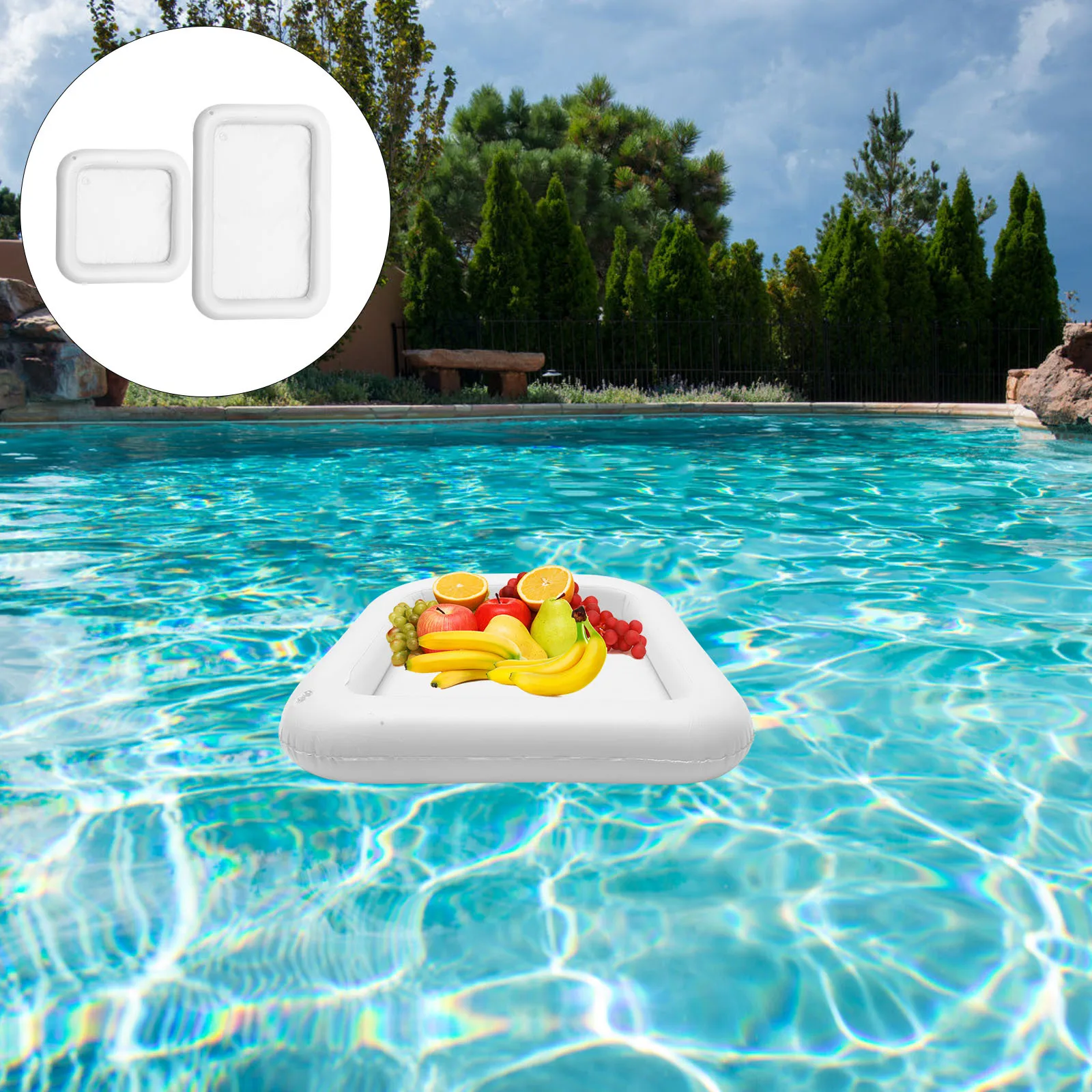 

2Pcs Inflatable Ice Bucket Tray Portable Floating Cooler Bar Salad Drinks Food for Pool Parties Inflatable Serving Bar