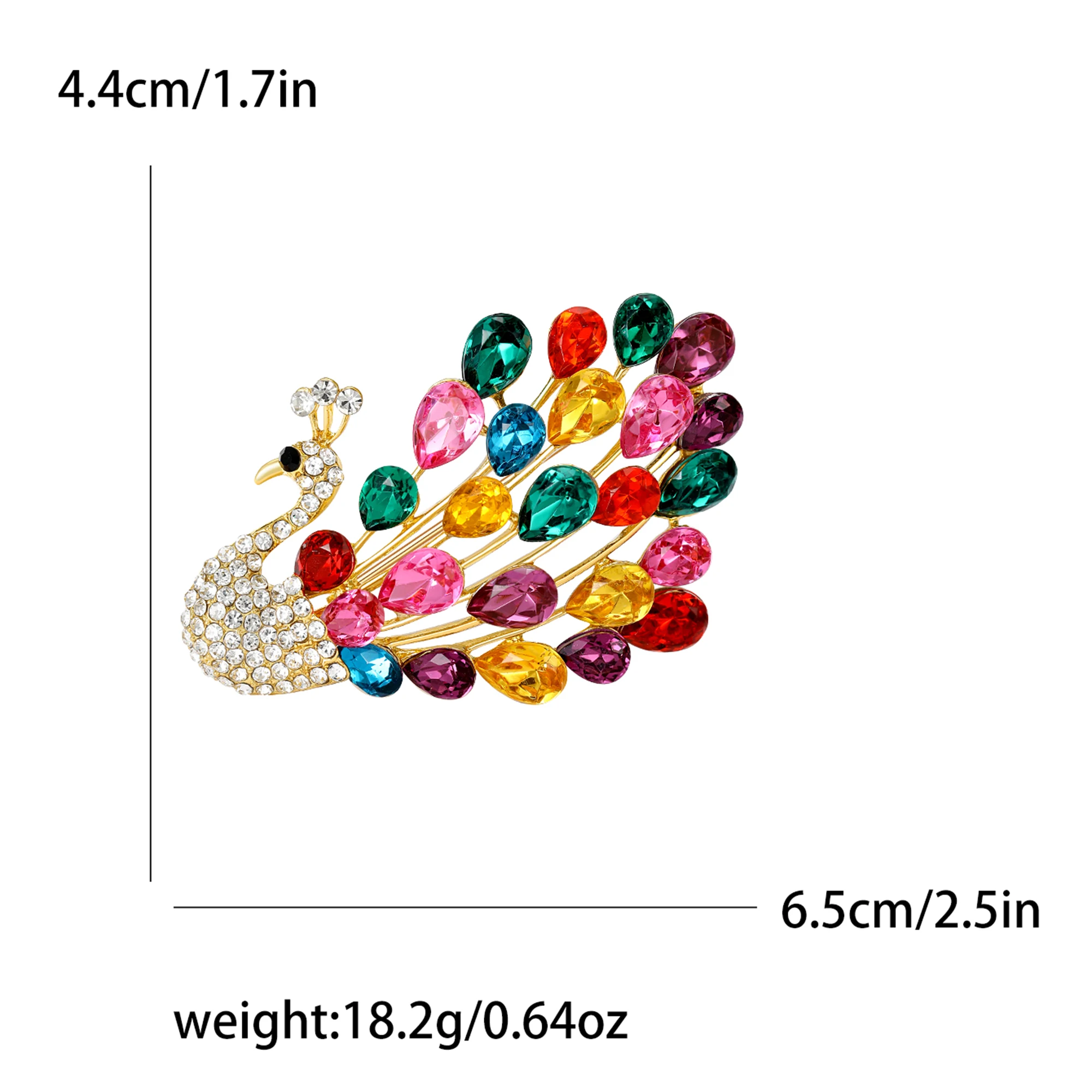 Elegant Crystal Peacock Brooches for Women Unisex Animal Pins 6-color Available Casual Party Accessories Gifts