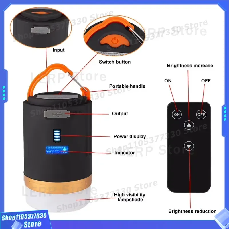 Portable Rechargeable LED Camping Lantern Multifunctional Outdoor Light for Hiking Emergency Tent Lamp Bright Flashlight Gear