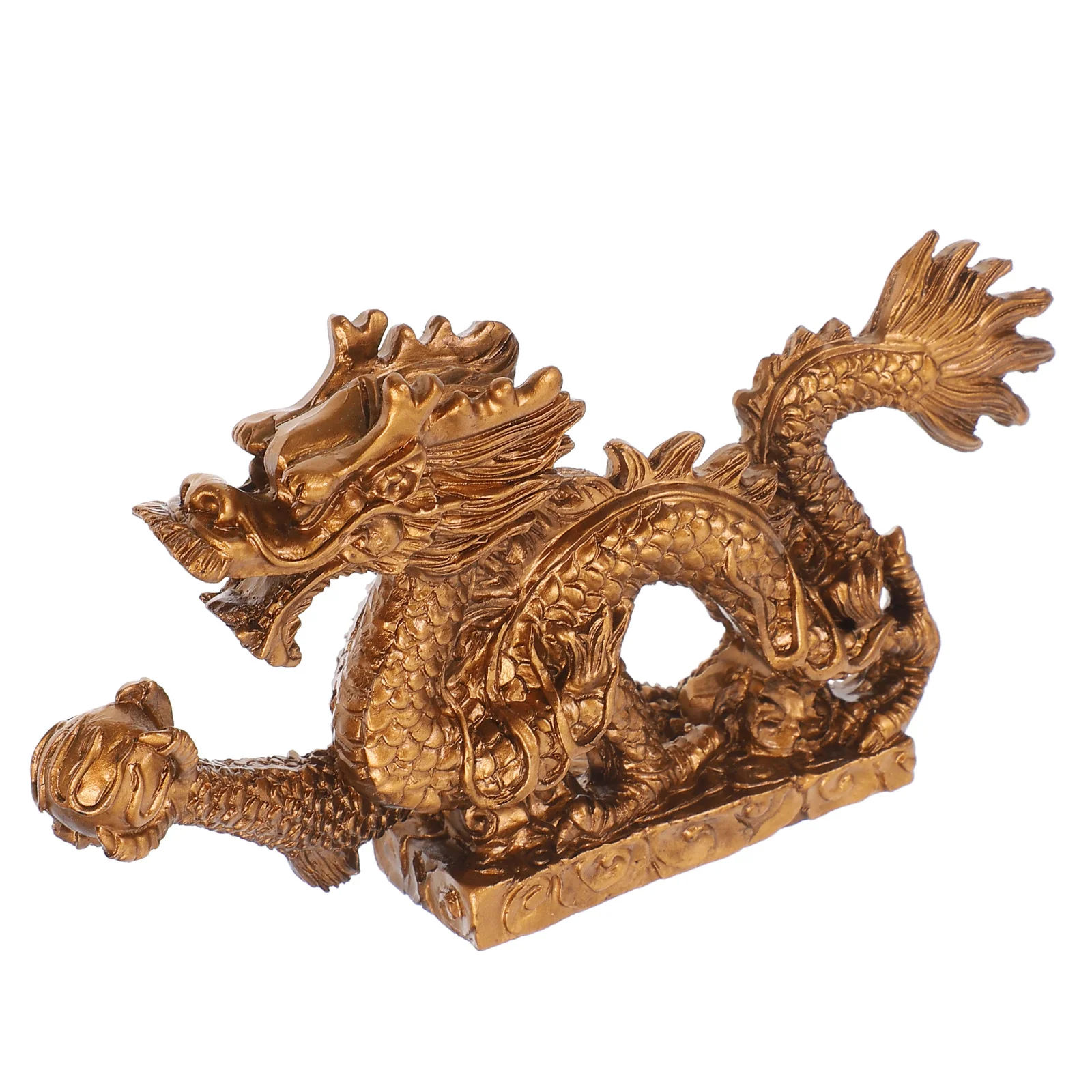 

Resin Chinese Dragon Statue Bronze Finish Small Sculpture Fengshui Decoration Attract Wealth Lucky Home Office