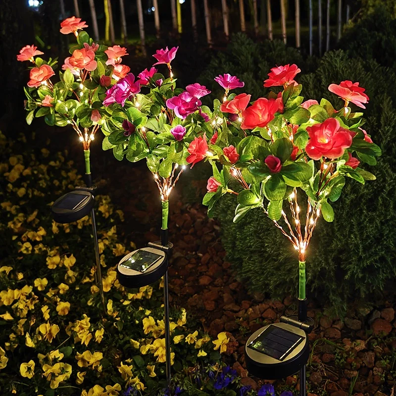 Solar Rhododendron  Lights for Outdoor Garden - LED Flowers Light, Perfect for Yard, Patio, Porch & Pathway Decor, Solar Garden