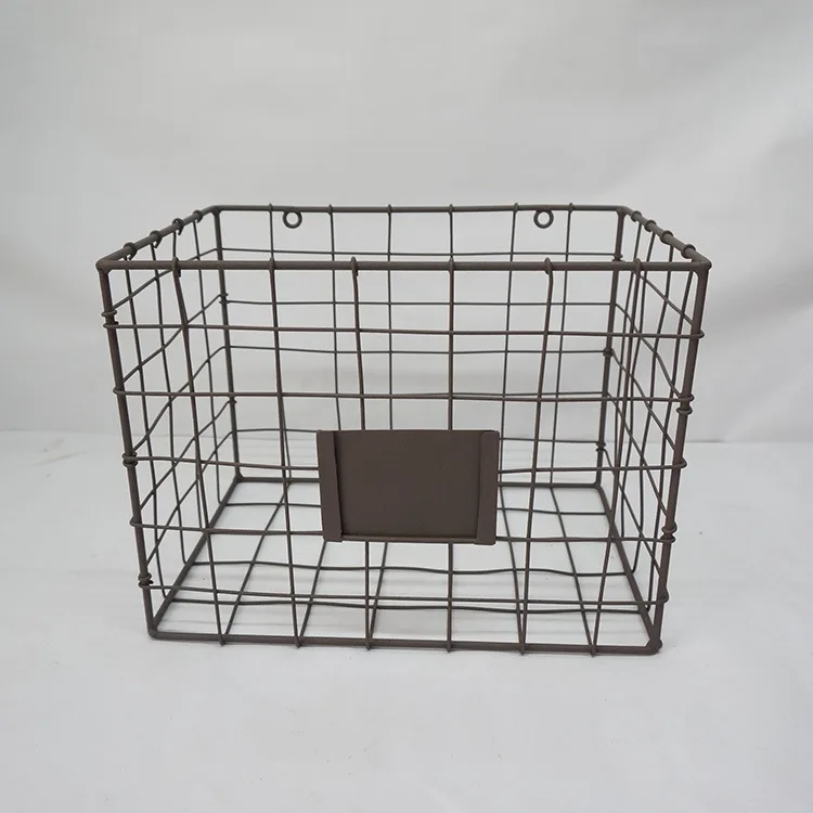 

Customized rectangular rust-colored iron wire baskets, wire woven baskets, decorative baskets and storage baskets