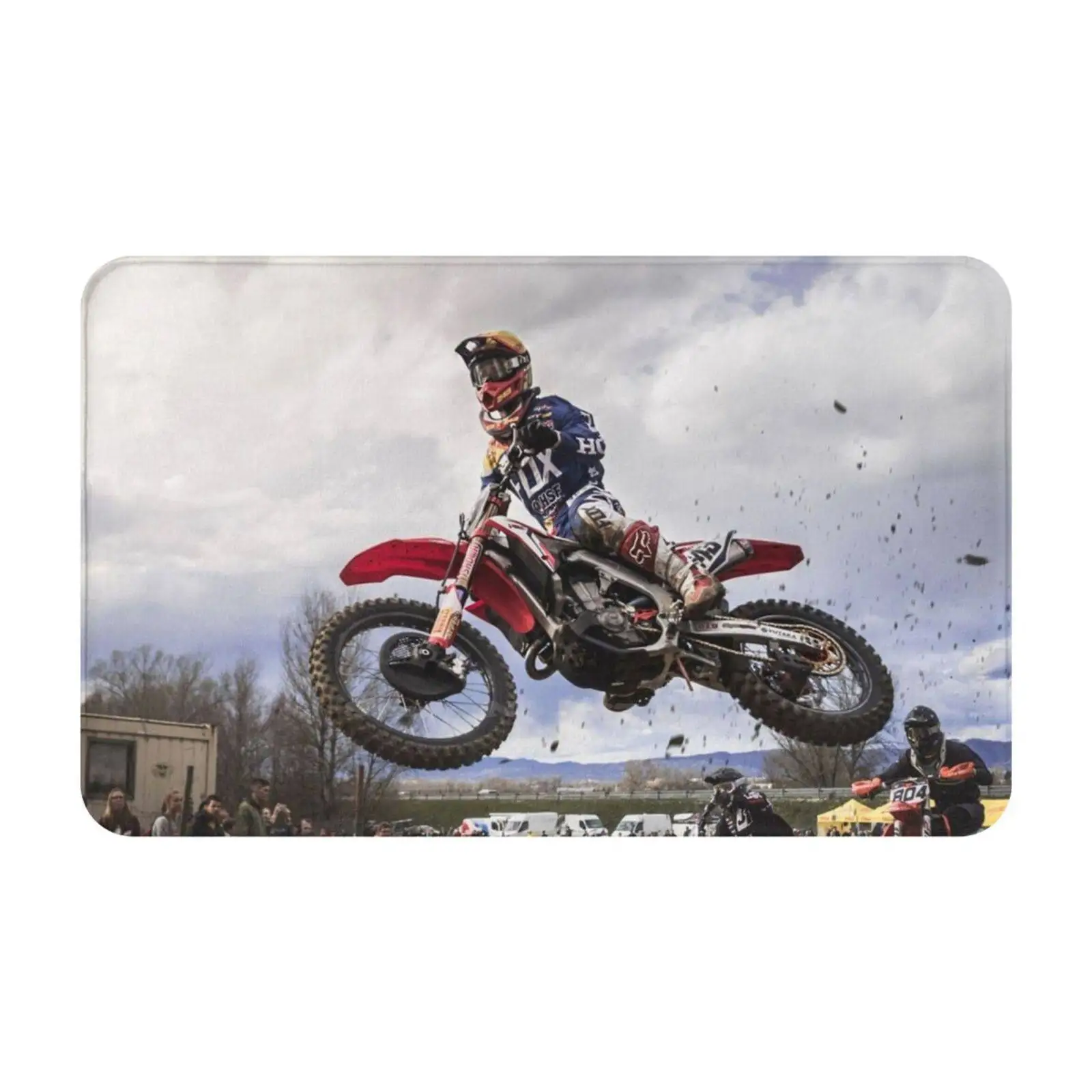 Motocross Racer Grabbing Big Air Soft Cushion Car Home Carpet Door Mat Supercross Motorcycles Dirt Bike Dirtbike Racer Racing