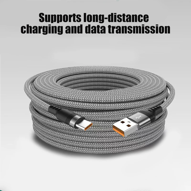 

Braided Knit Material Fast Charging For Daily Use Extended Reach Gray Color High-Quality Construction Quick Charging Speed