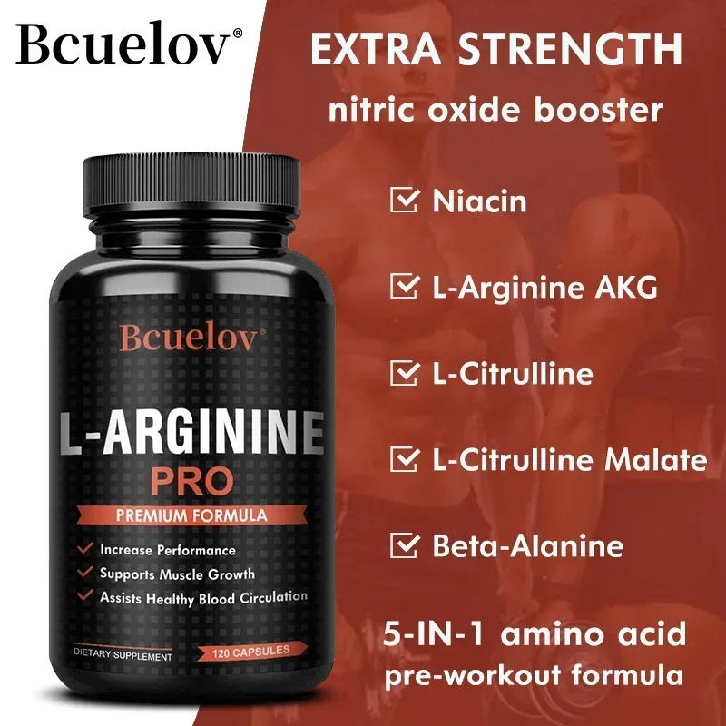 L-Arginine for Endurance | Nitric Oxide Precursor Supplement for Men Vegetarian Capsules - Pre-Workout Supplement