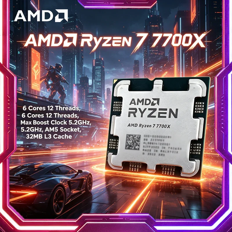 

AMD Ryzen 7 7700X Unlocked Tray OEM CPU,8C12T,5.3GHz Boost,32MB L3 Cache,AM5 High-End Desktop Gaming Processor