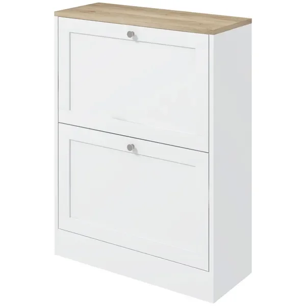 

HOMCOM Slim Shoe Storage Cabinet, Modern Shoe Cabinet with 2 Drawers and Adjustable Shelves for 12 Pairs, White