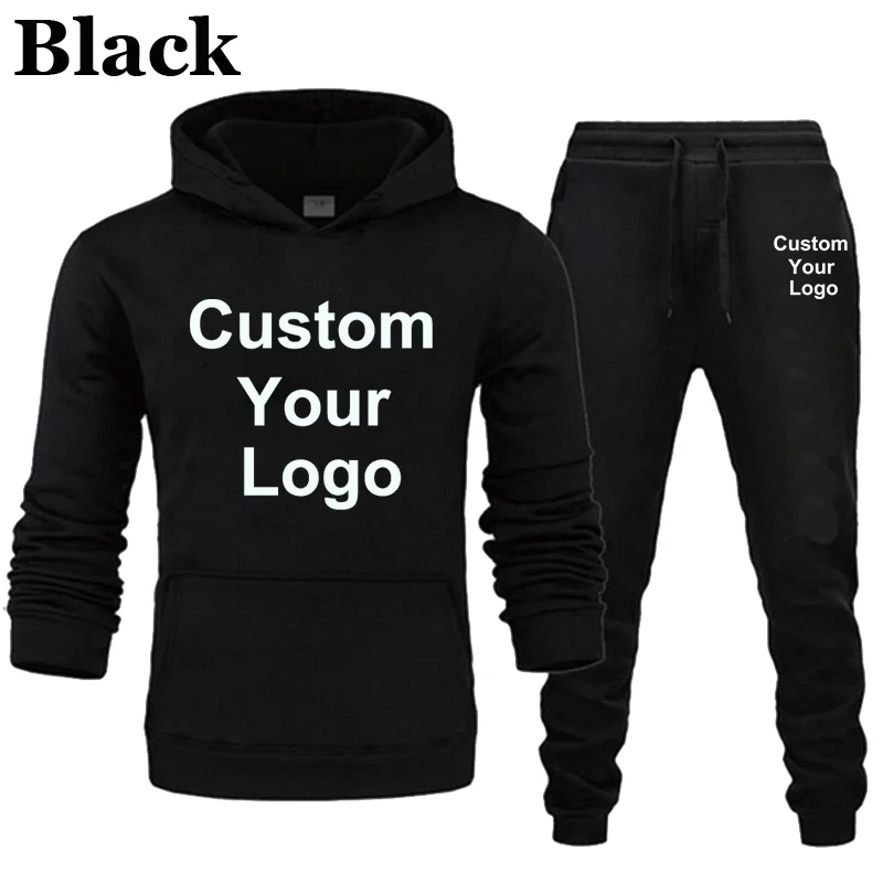 New Autumn Winter Tracksuits Men Women Custom Your Logo Hoodie+ Pants Jogging Suit 2pcs Casual Pullover Sportswear