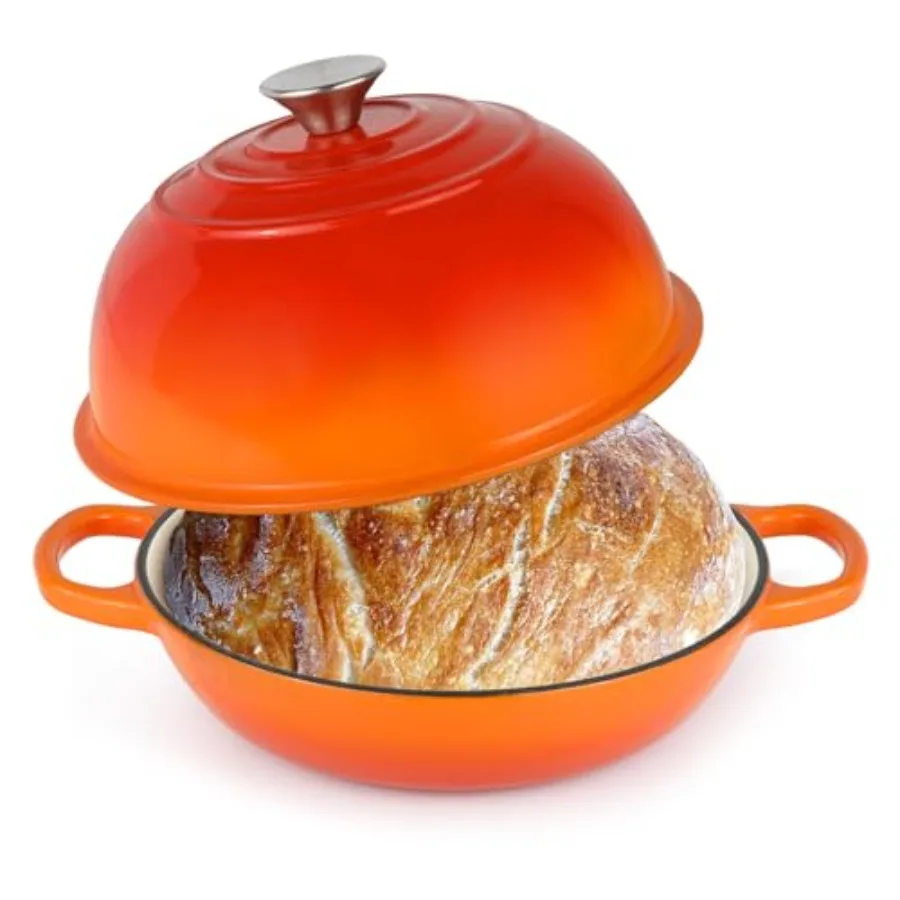 

Чугунная эмалированная жаровня (голландская печь) 6QT с крышкой для выпечки хлеба на закваске, жарки, тушения и приготовления супов, с антипригарным покрытием