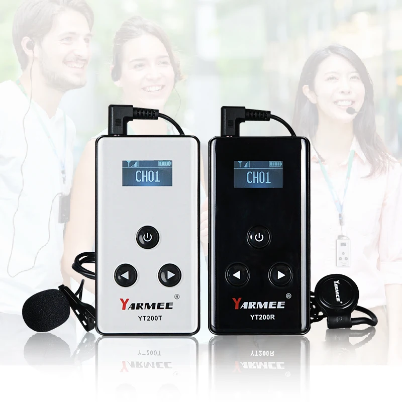 YARMEE  YT200 Wireless Whisper Tour Guide System 3 Transmitters +40 Receivers With Carrying Bag Earphone microphone for Hajj