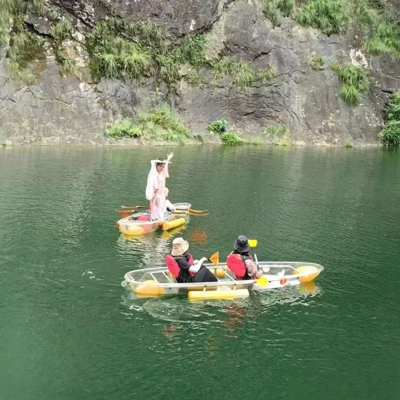 Caiaque ao ar livre barco transparente, Pedal claro, 2 pessoas, preço barato