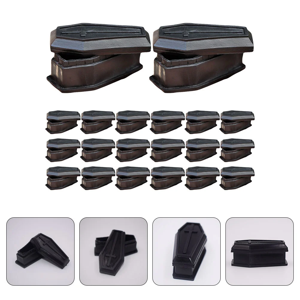 

24 Pcs Coffin Model Prank Prop Plastic Halloween Party Supplies Miniature Boxes Props with Lid