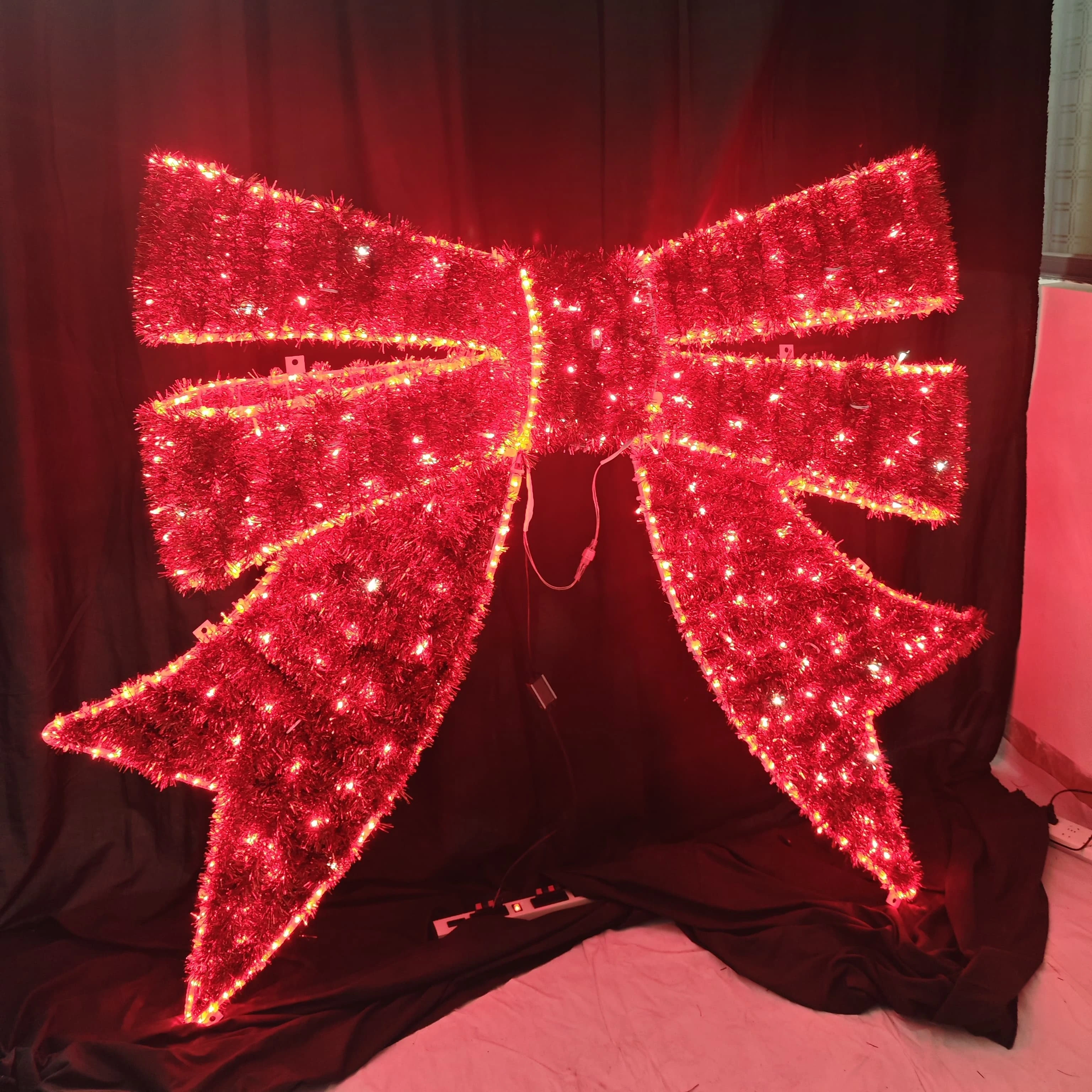 

Большой уличный светящийся гигантский красный бант-лента для коммерческого рождественского декора, освещение для ландшафтного и наружного оформления