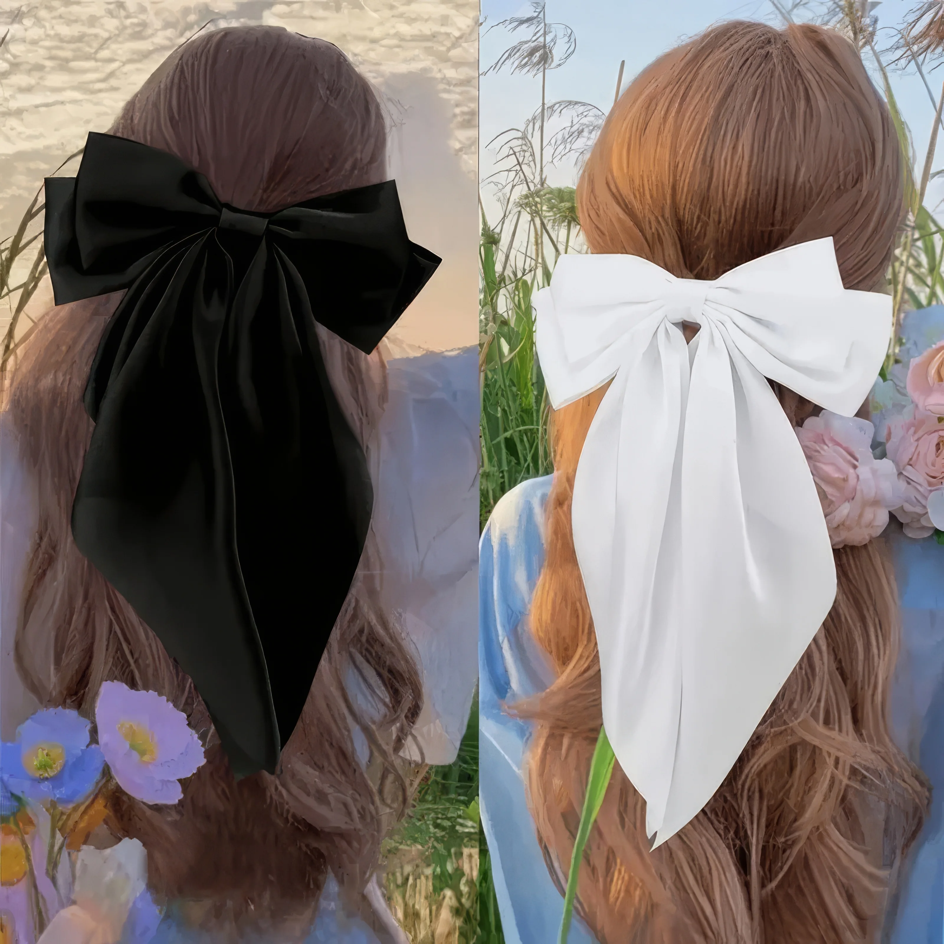 

2 Women's Black and White Bow Hair Clips, Elegant Hair Accessories, Fashionable, Suitable for Daily Hair Accessories