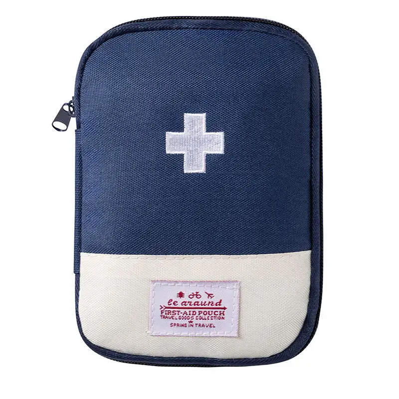 Empty Portable Small First Aid Bag Kit Blue Red for Outdoor Travel Camping Home Easy Carrying Emergency Survival Case