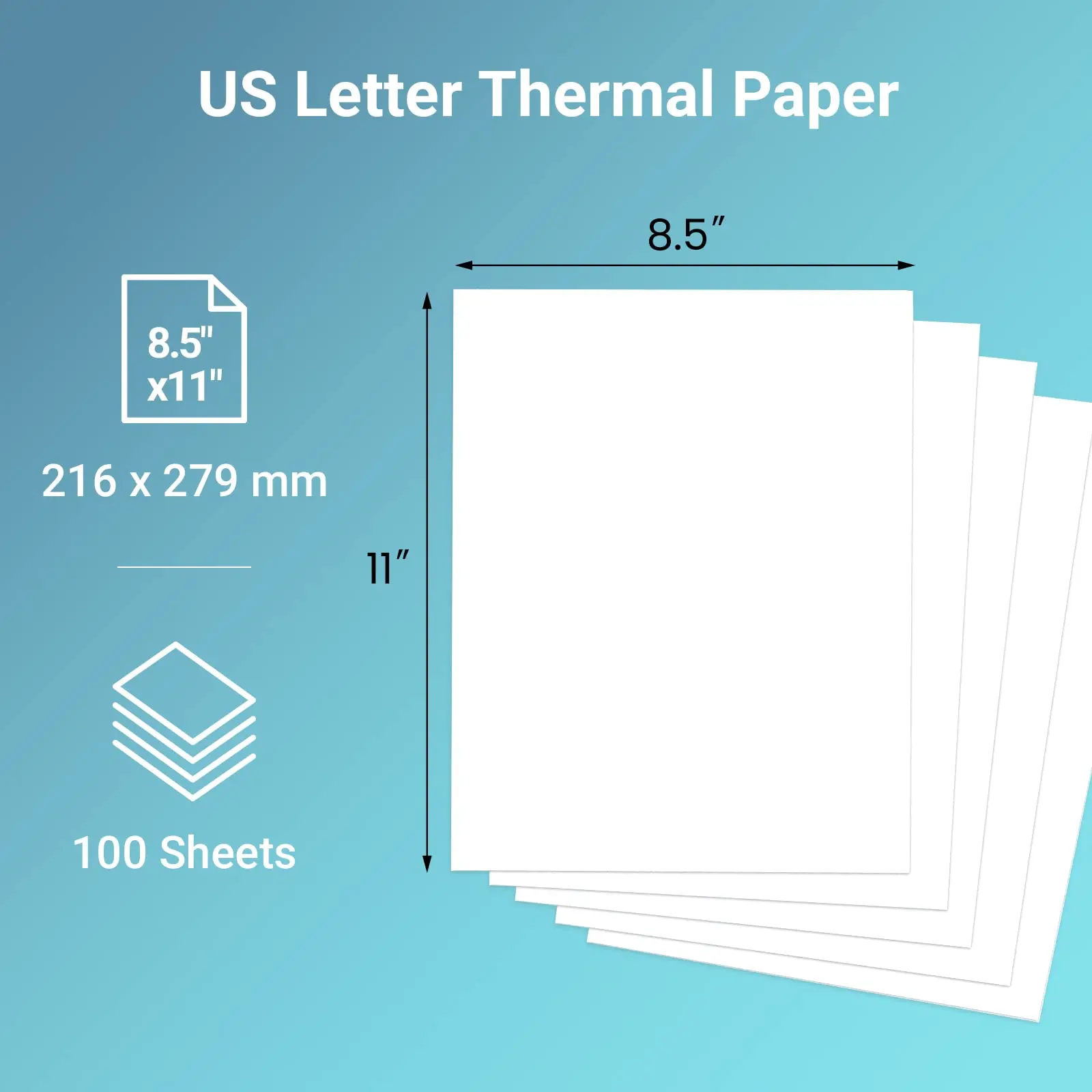 US-Brief papier 8,5x11 Thermo drucker papier Mehrzweck-Weißbuch kompatibel m08f mt800 mt800q Brief tragbare Drucker